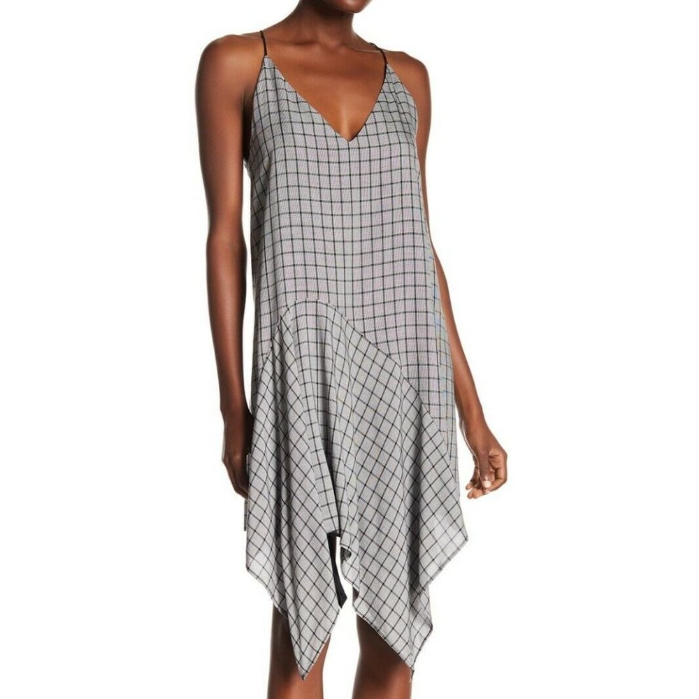 NSR Women's "Alyson" Asymmetrical Sharkbite Hem Plaid Shift Dress